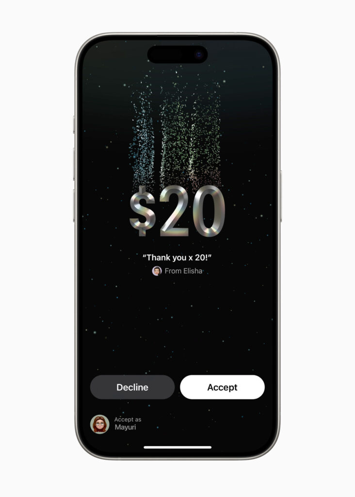Apple WWDC24 iOS 18 Tap to Cash 240610 inline 1.jpg.large 2x 1